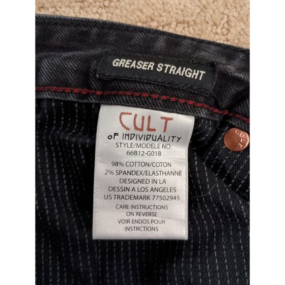 Cult of Individuality Jeans Mens 31/34 Black Greaser Straight - Picture 9 of 11